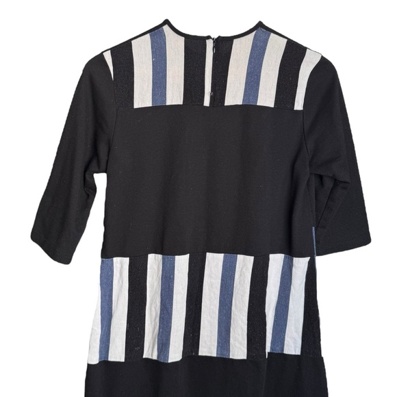 Rose Bleu Girls Black 3/4 Sleeve Dress Size 18 Blue White Stripe Detail - Picture 6 of 10
